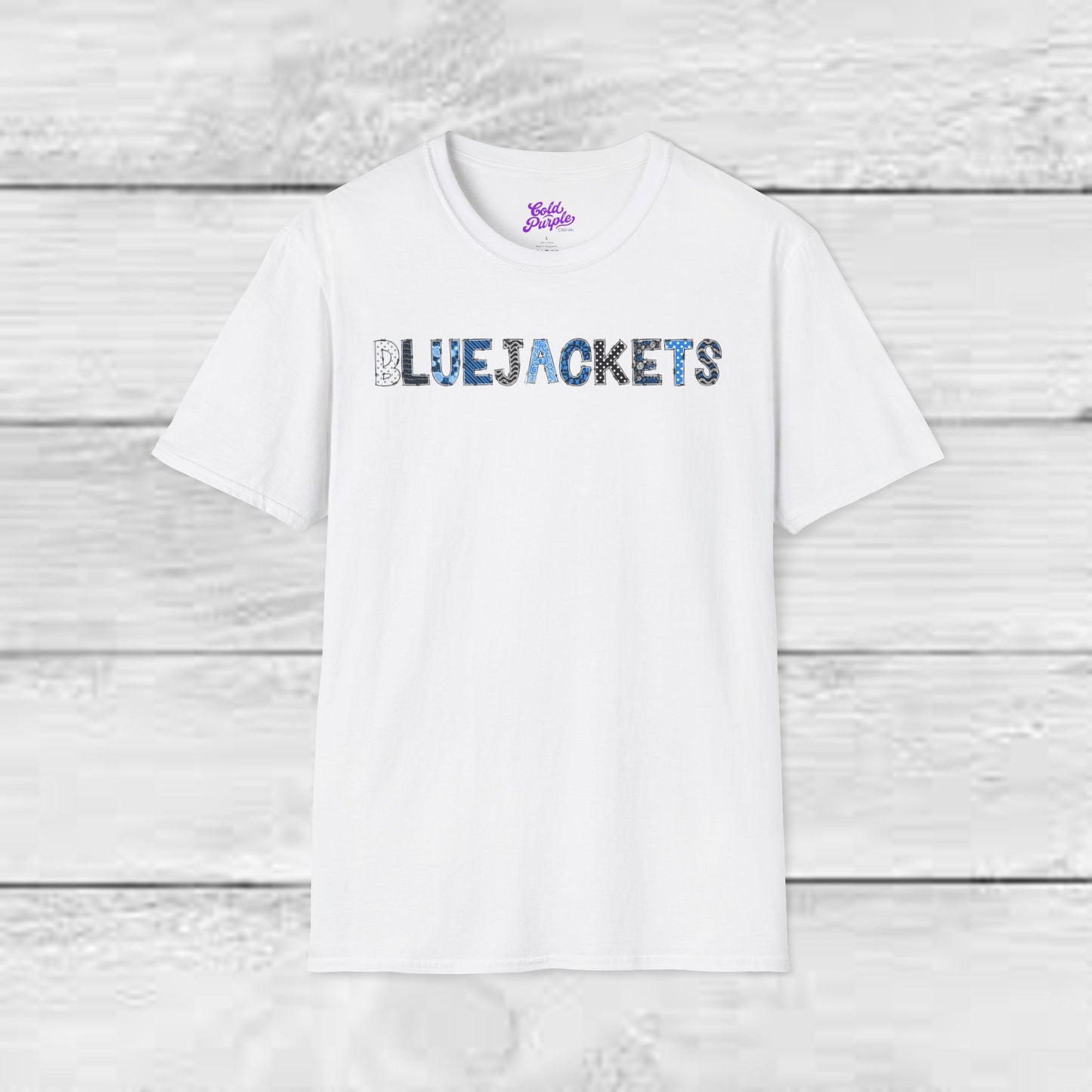 CI Bluejackets (Patchwork Font - Unisex Softstyle T-Shirt)