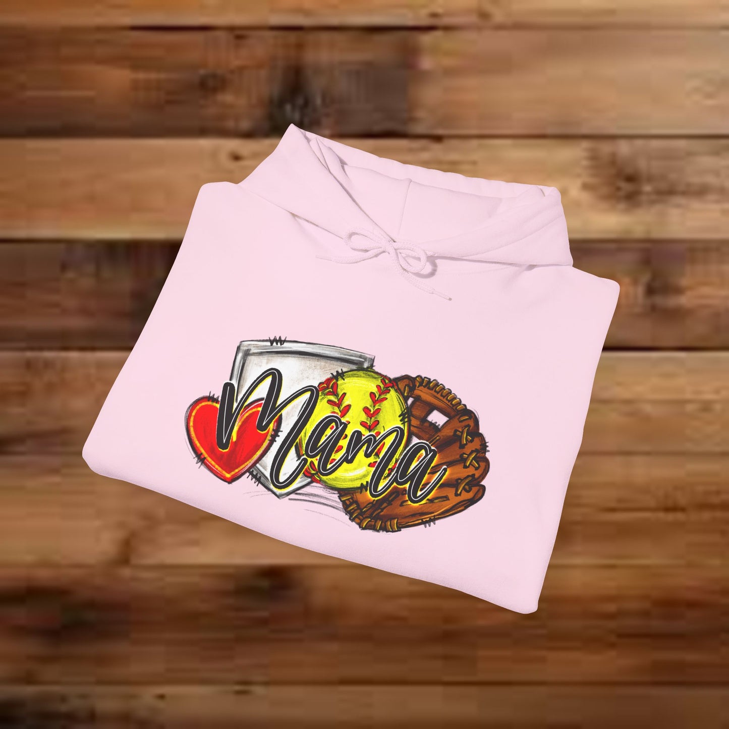 Softball MAMA (Sketched artwork - Unisex Heavy Blend™ Hooded Sweatshirt)