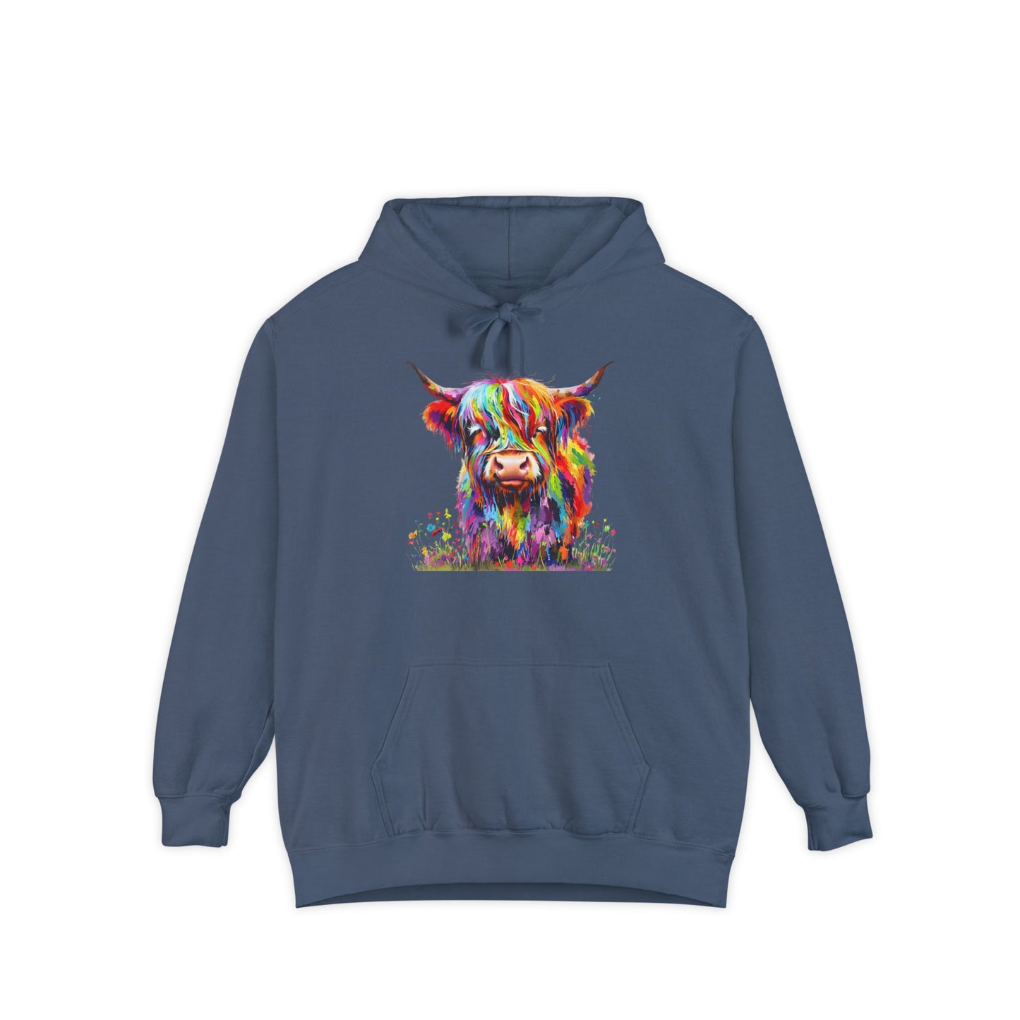 Rainbow Highland Cow - Unisex Garment-Dyed Hoodie