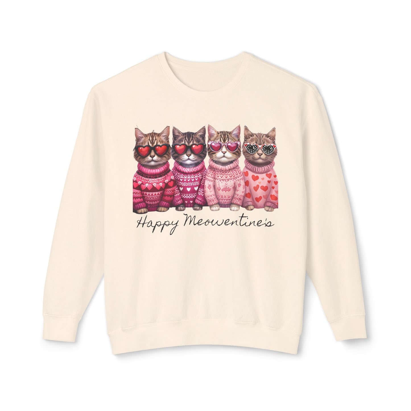 Meowentines - Unisex Lightweight Crewneck Sweatshirt
