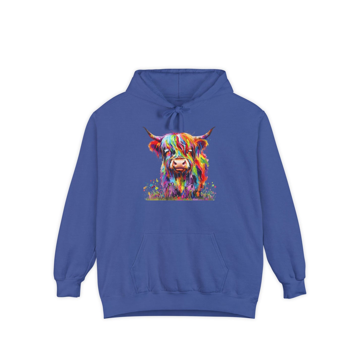Rainbow Highland Cow - Unisex Garment-Dyed Hoodie