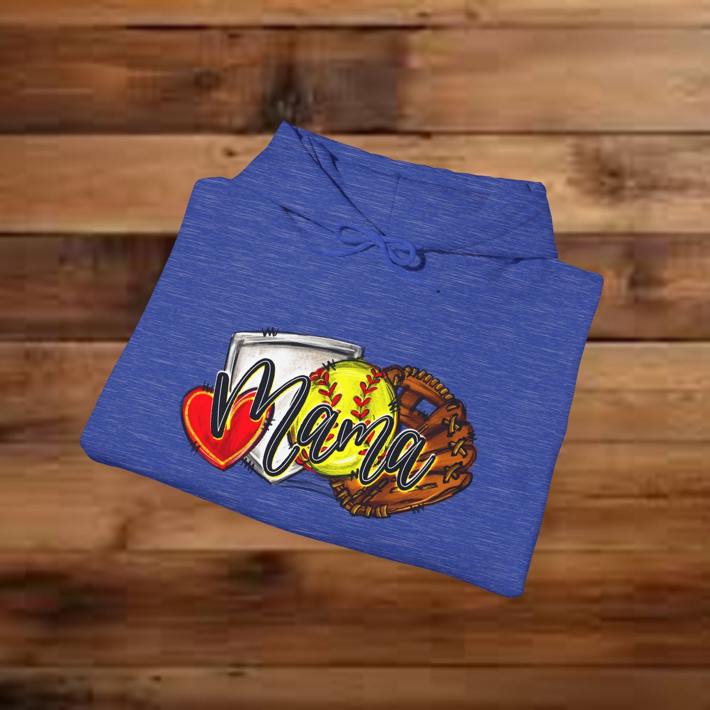 Softball MAMA (Sketched artwork - Unisex Heavy Blend™ Hooded Sweatshirt)