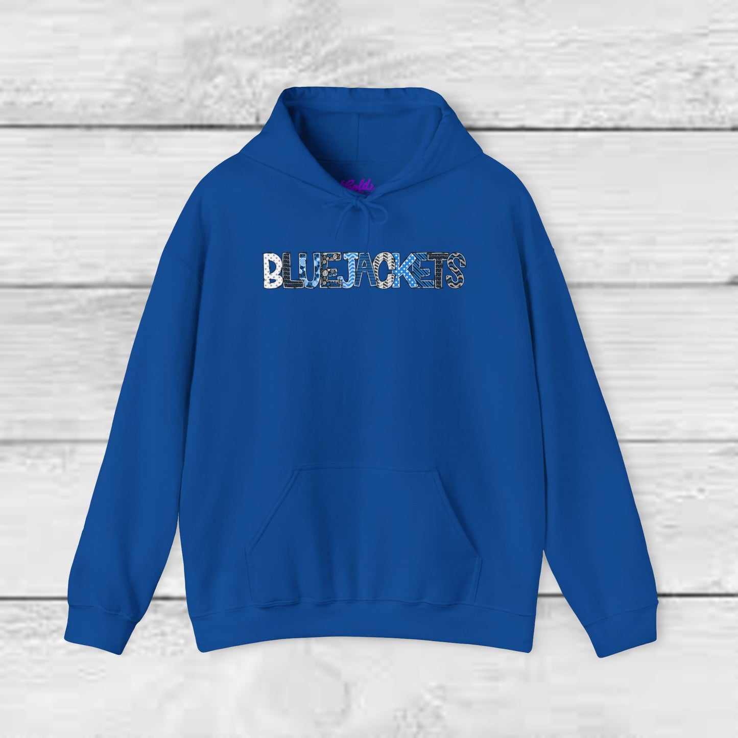 CI - Bluejackets (Patchwork Font Unisex Heavy Blend™ Hooded Sweatshirt)