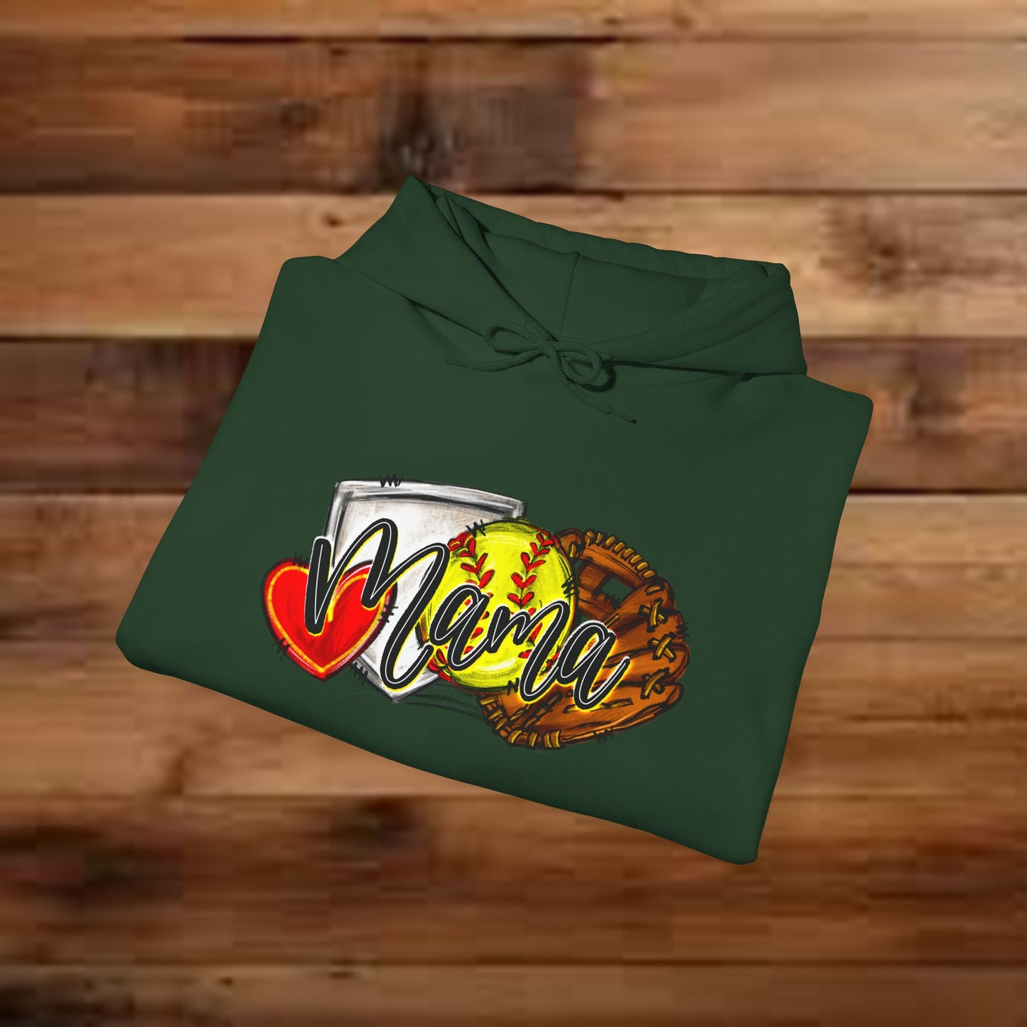 Softball MAMA (Sketched artwork - Unisex Heavy Blend™ Hooded Sweatshirt)