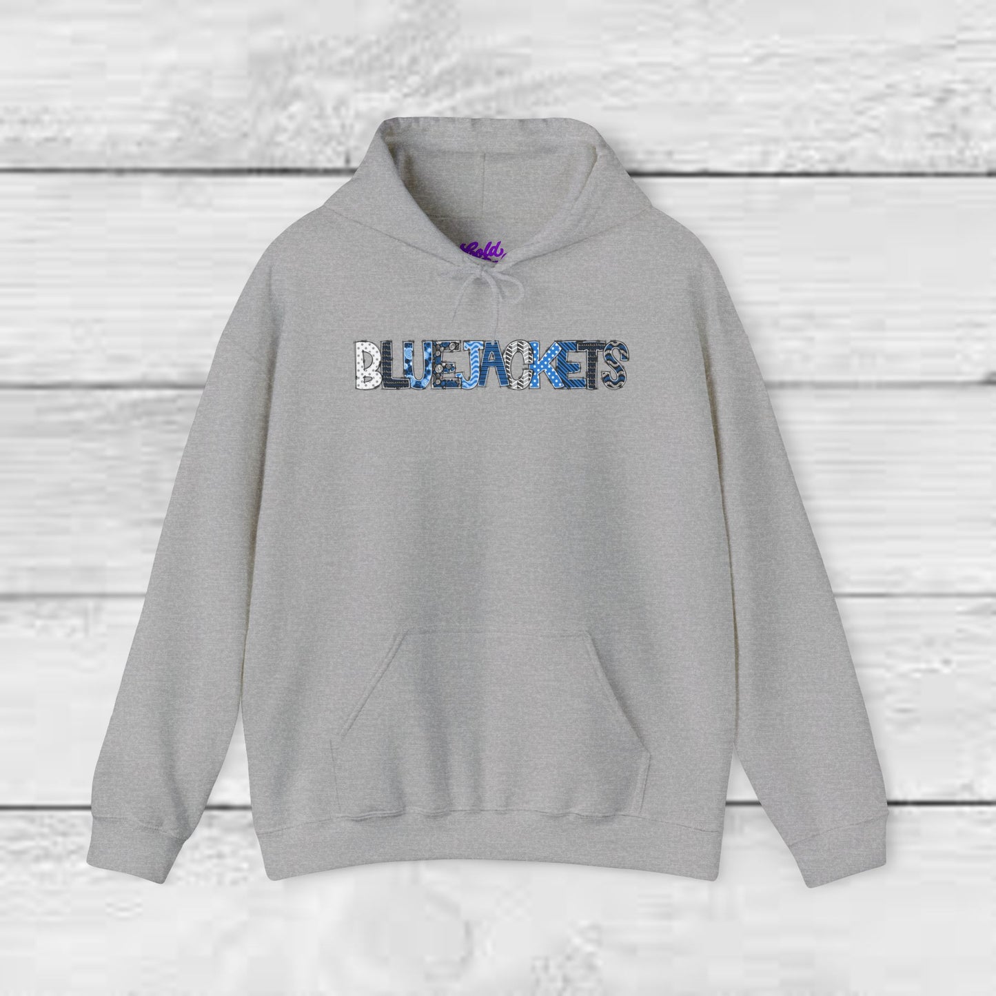CI - Bluejackets (Patchwork Font Unisex Heavy Blend™ Hooded Sweatshirt)