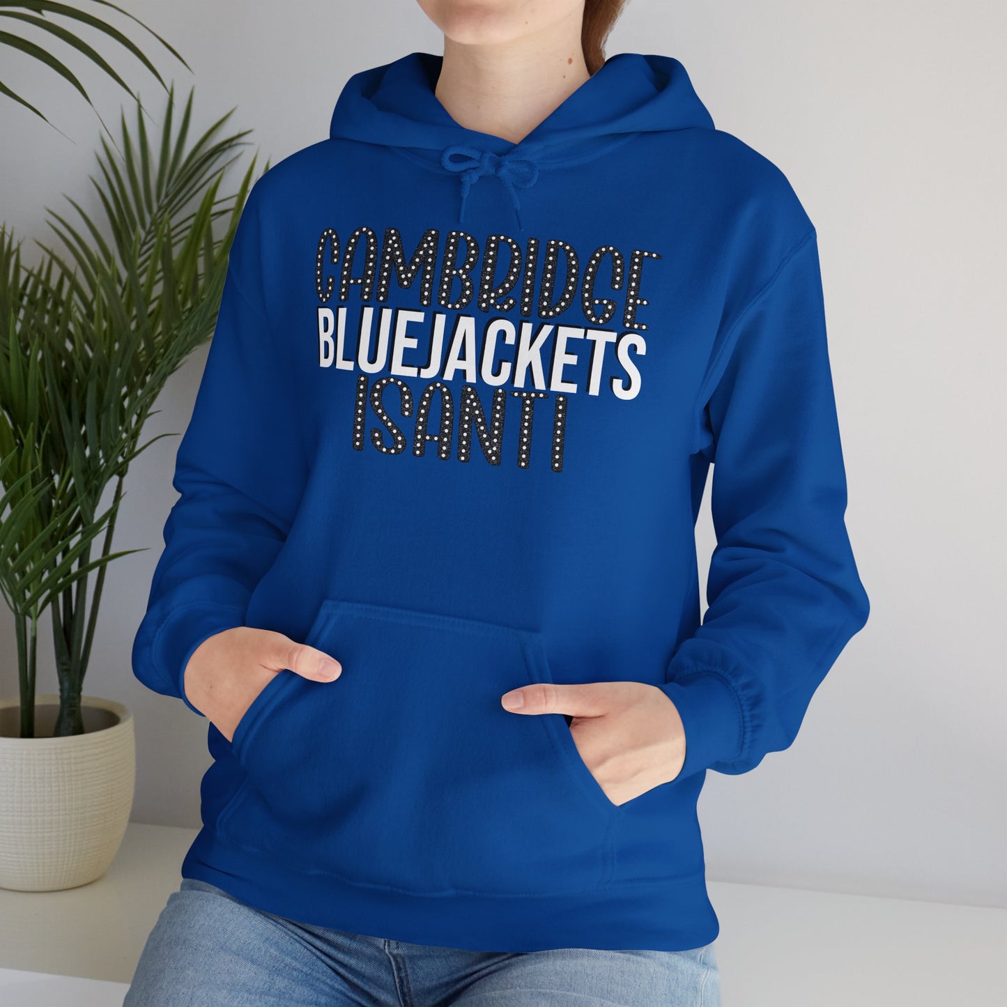 CI - Cambridge-Isanti Bluejackets (Polka Dots Font Unisex Heavy Blend™ Hooded Sweatshirt)