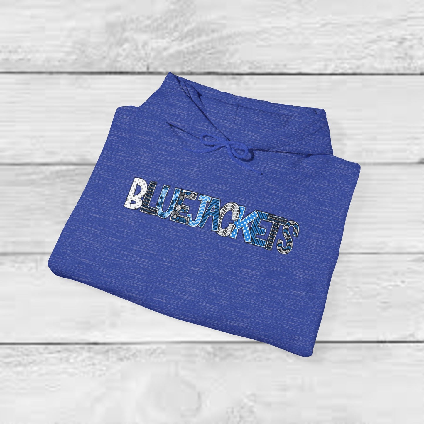 CI - Bluejackets (Patchwork Font Unisex Heavy Blend™ Hooded Sweatshirt)