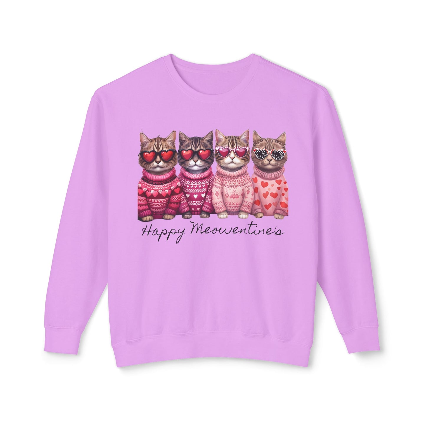 Meowentines - Unisex Lightweight Crewneck Sweatshirt