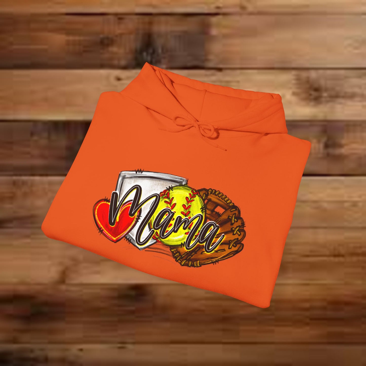 Softball MAMA (Sketched artwork - Unisex Heavy Blend™ Hooded Sweatshirt)