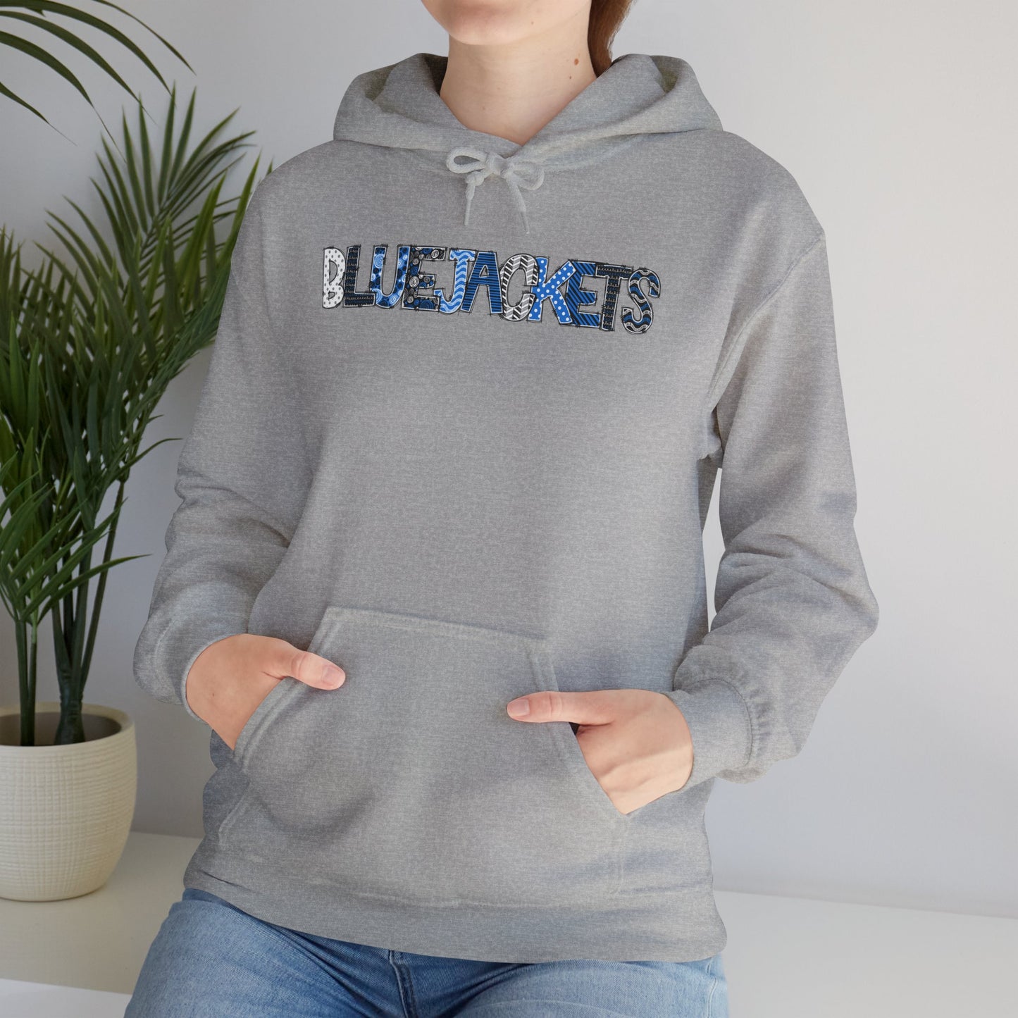 CI - Bluejackets (Patchwork Font Unisex Heavy Blend™ Hooded Sweatshirt)