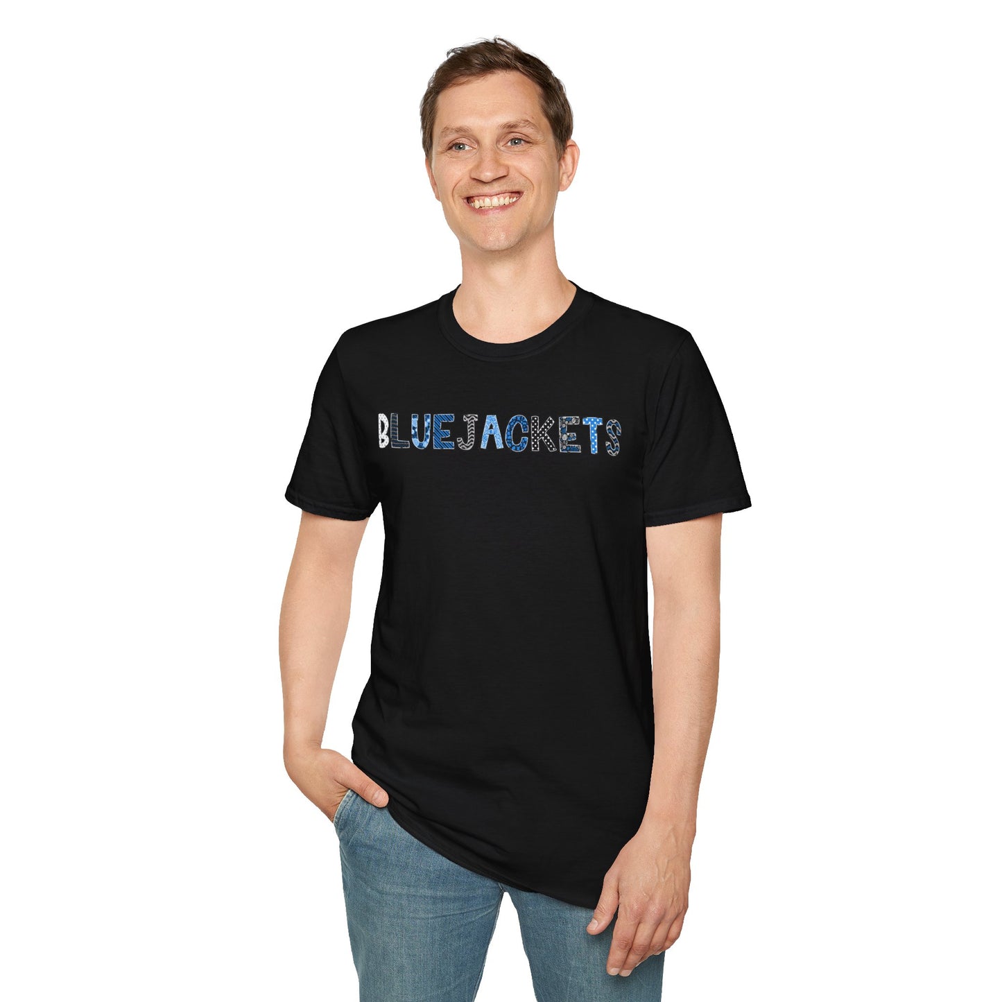 CI Bluejackets (Patchwork Font - Unisex Softstyle T-Shirt)