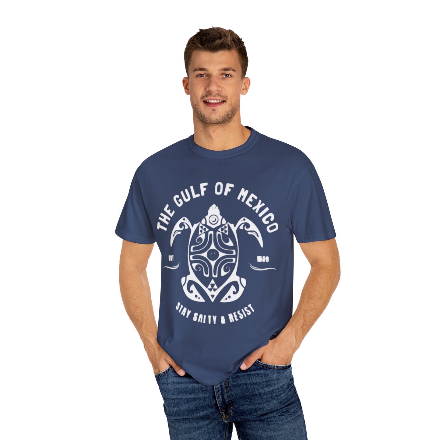 Gulf of Mexico Graphic T-Shirt (White Text on Blues)