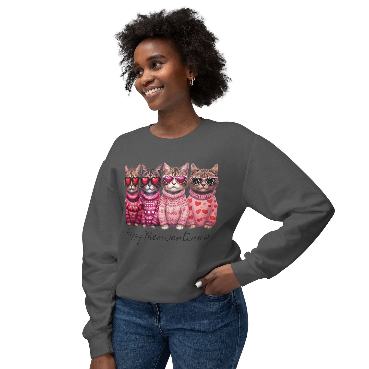Meowentines - Unisex Lightweight Crewneck Sweatshirt