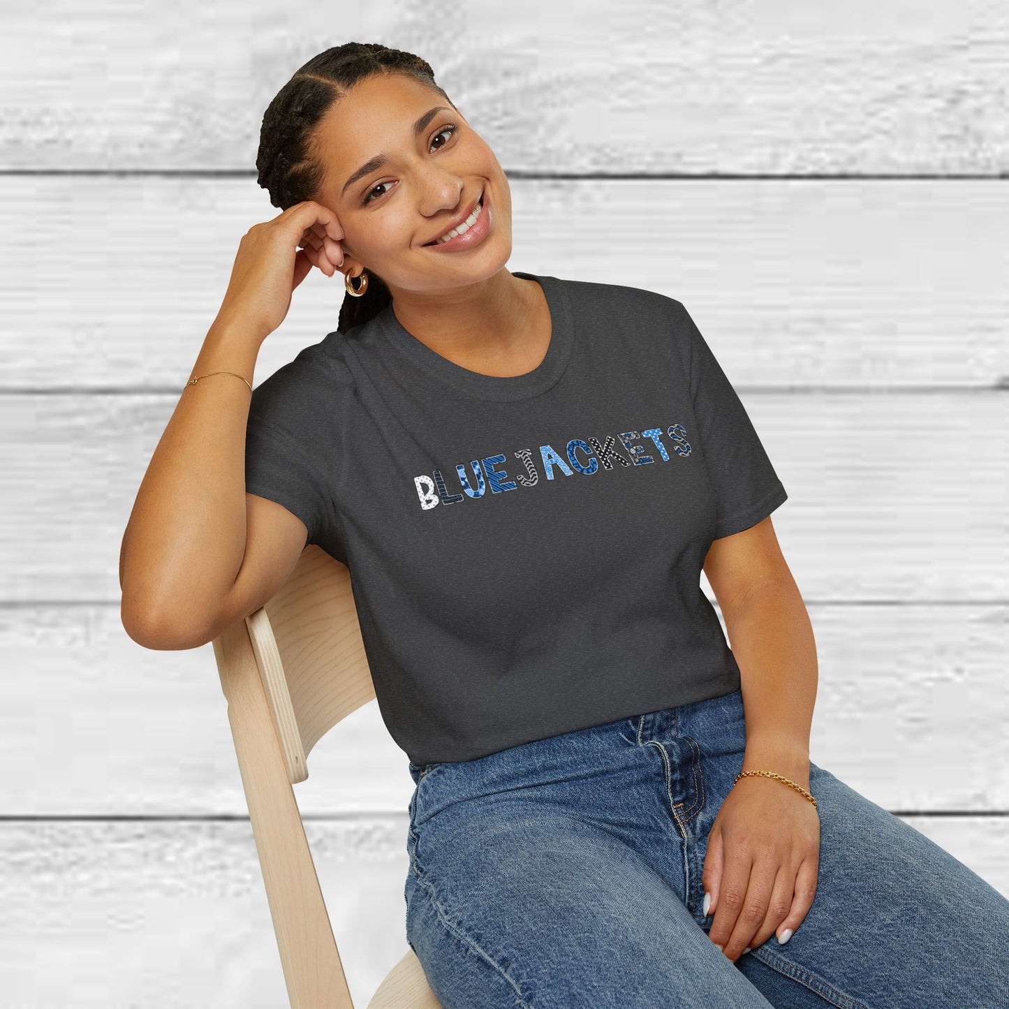 CI Bluejackets (Patchwork Font - Unisex Softstyle T-Shirt)