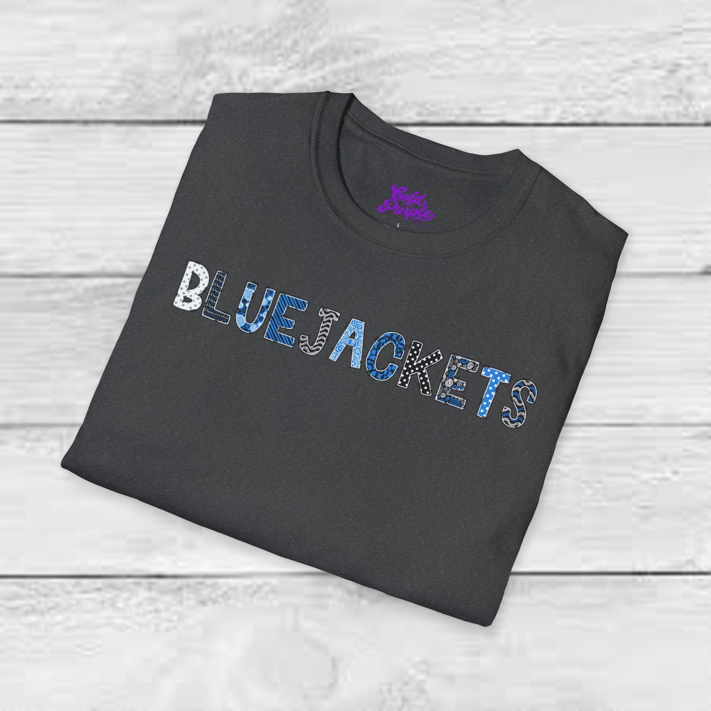 CI Bluejackets (Patchwork Font - Unisex Softstyle T-Shirt)