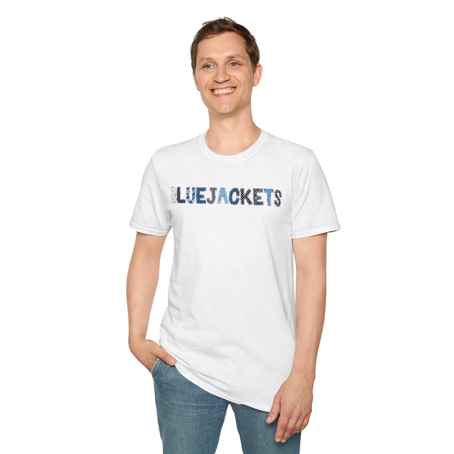 CI Bluejackets (Patchwork Font - Unisex Softstyle T-Shirt)
