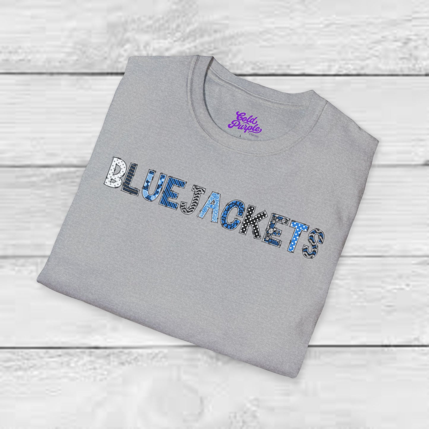 CI Bluejackets (Patchwork Font - Unisex Softstyle T-Shirt)
