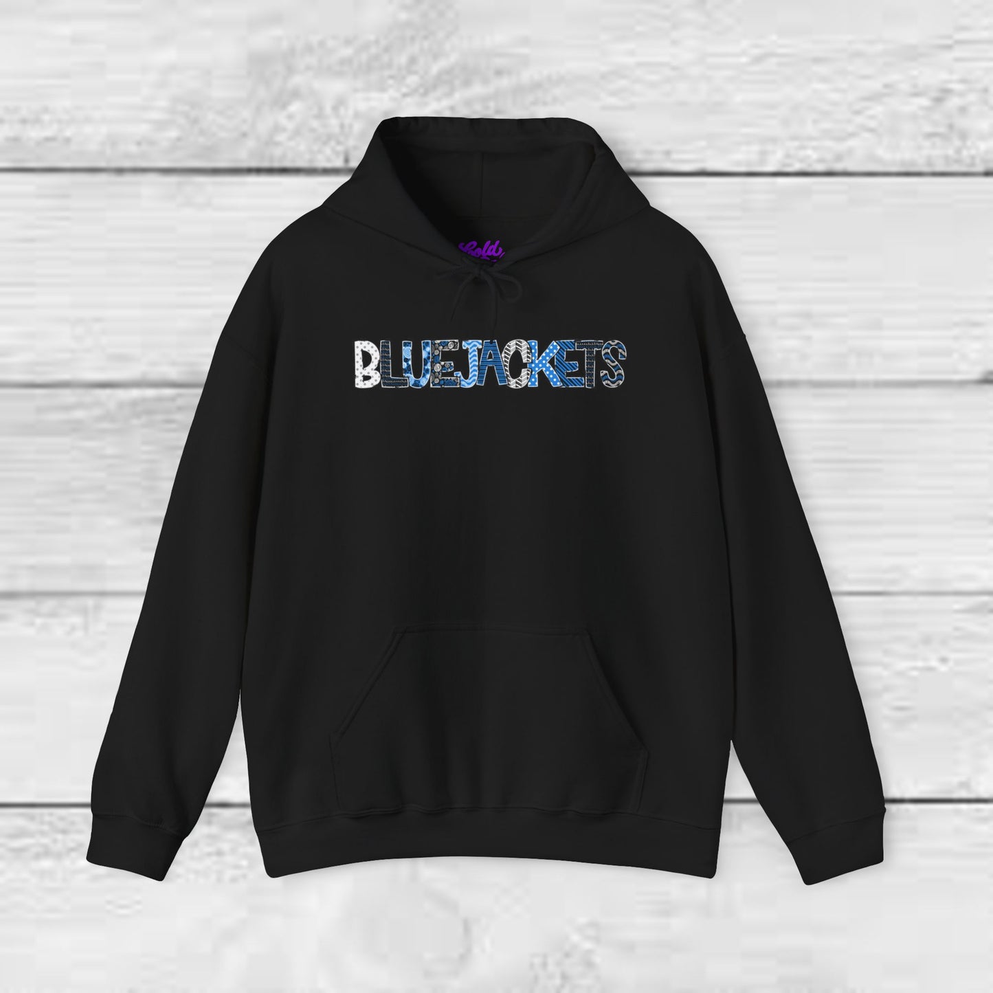 CI - Bluejackets (Patchwork Font Unisex Heavy Blend™ Hooded Sweatshirt)