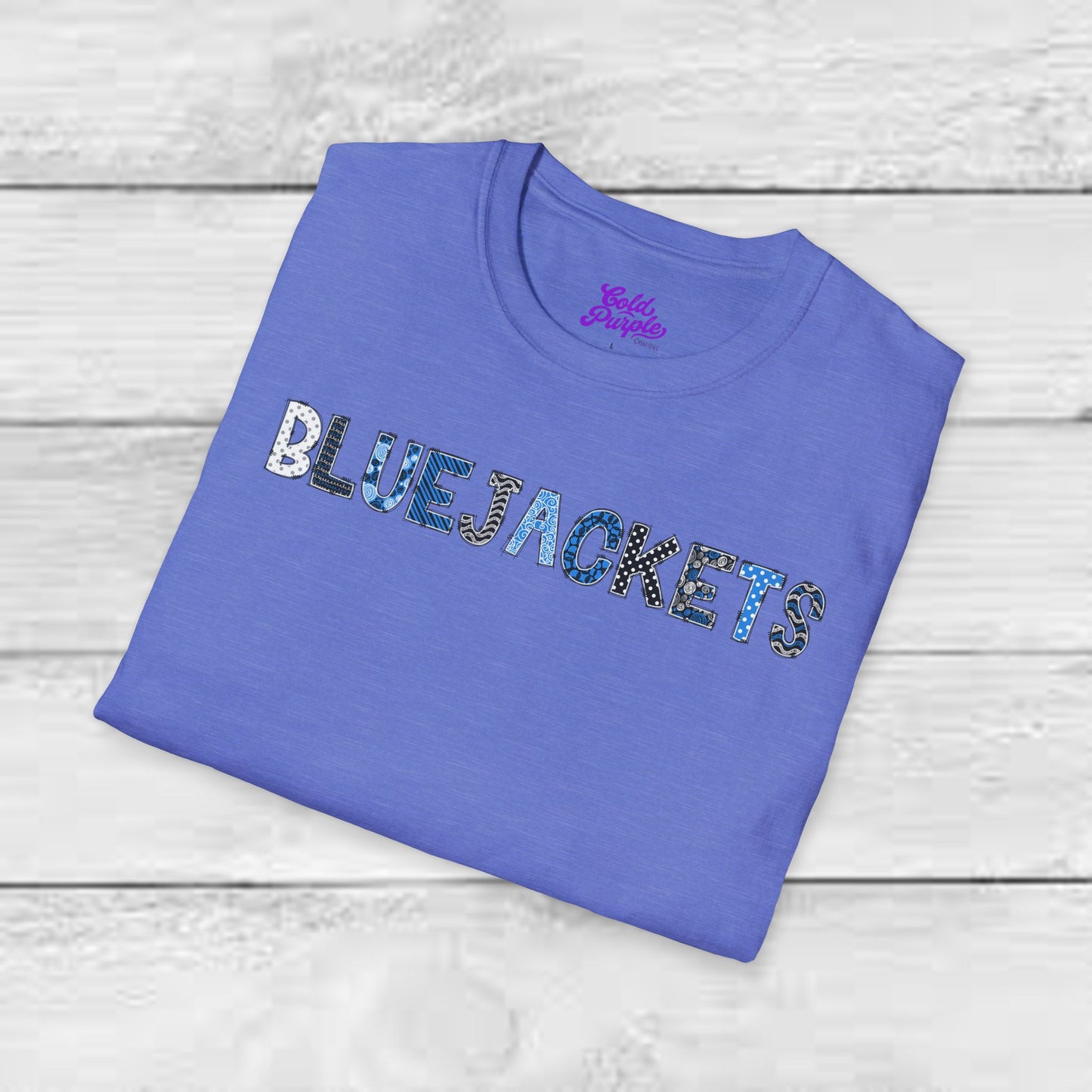 CI Bluejackets (Patchwork Font - Unisex Softstyle T-Shirt)
