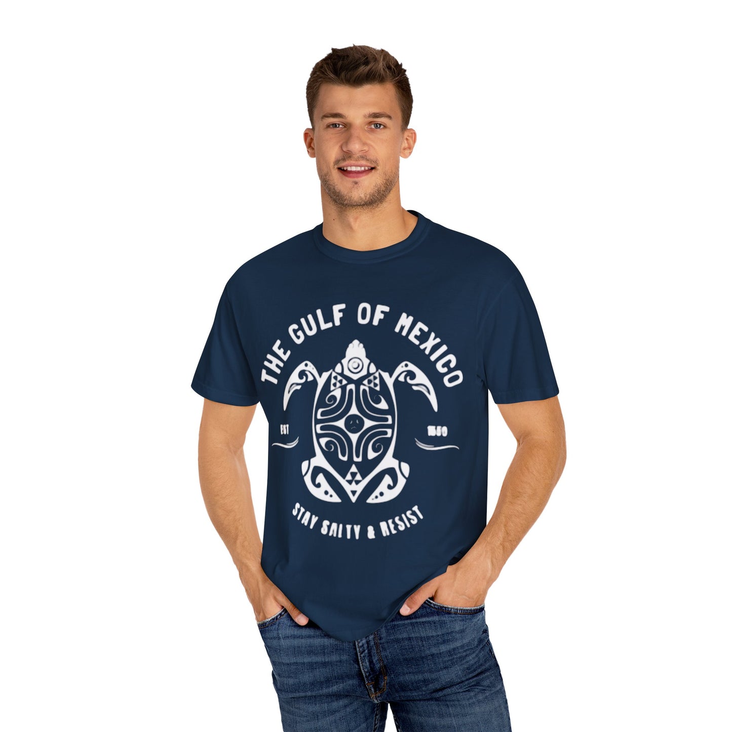Gulf of Mexico Graphic T-Shirt (White Text on Blues)