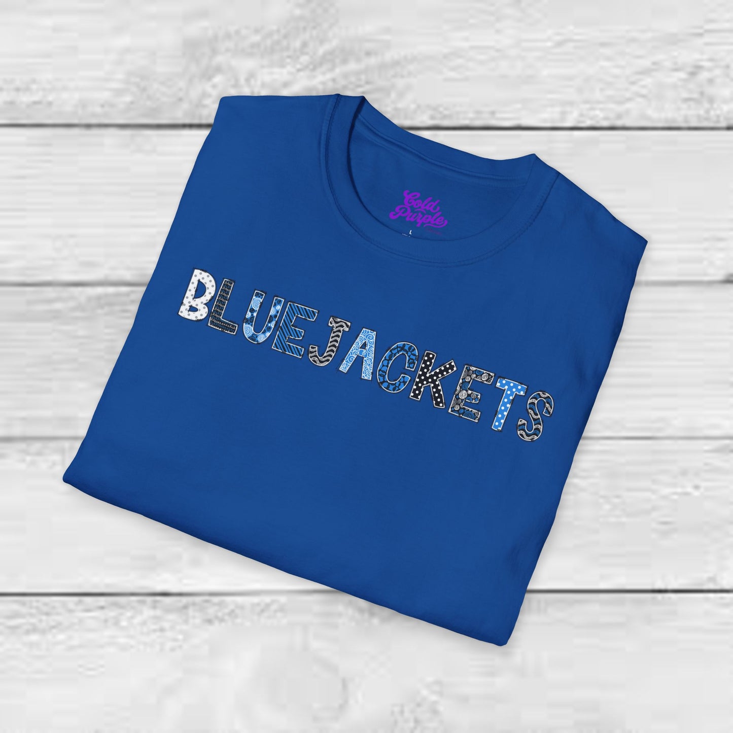 CI Bluejackets (Patchwork Font - Unisex Softstyle T-Shirt)