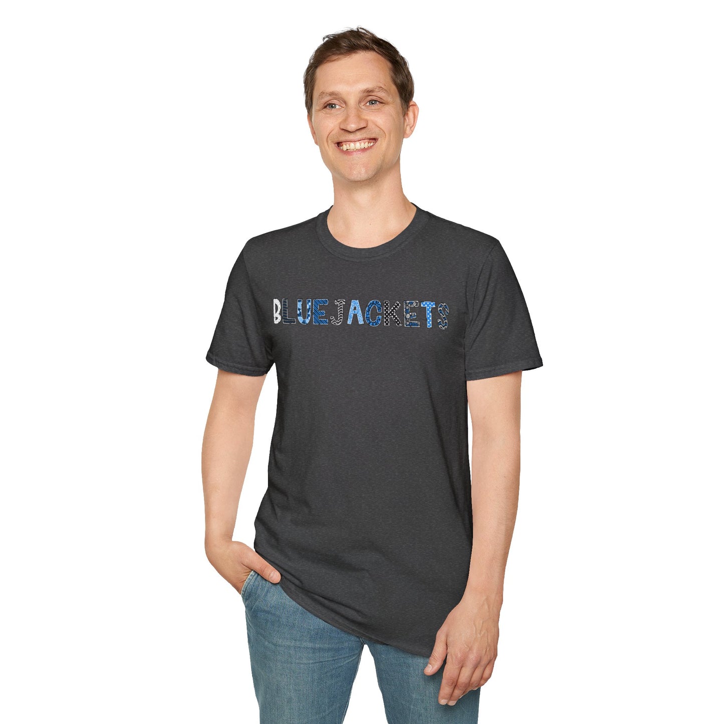 CI Bluejackets (Patchwork Font - Unisex Softstyle T-Shirt)