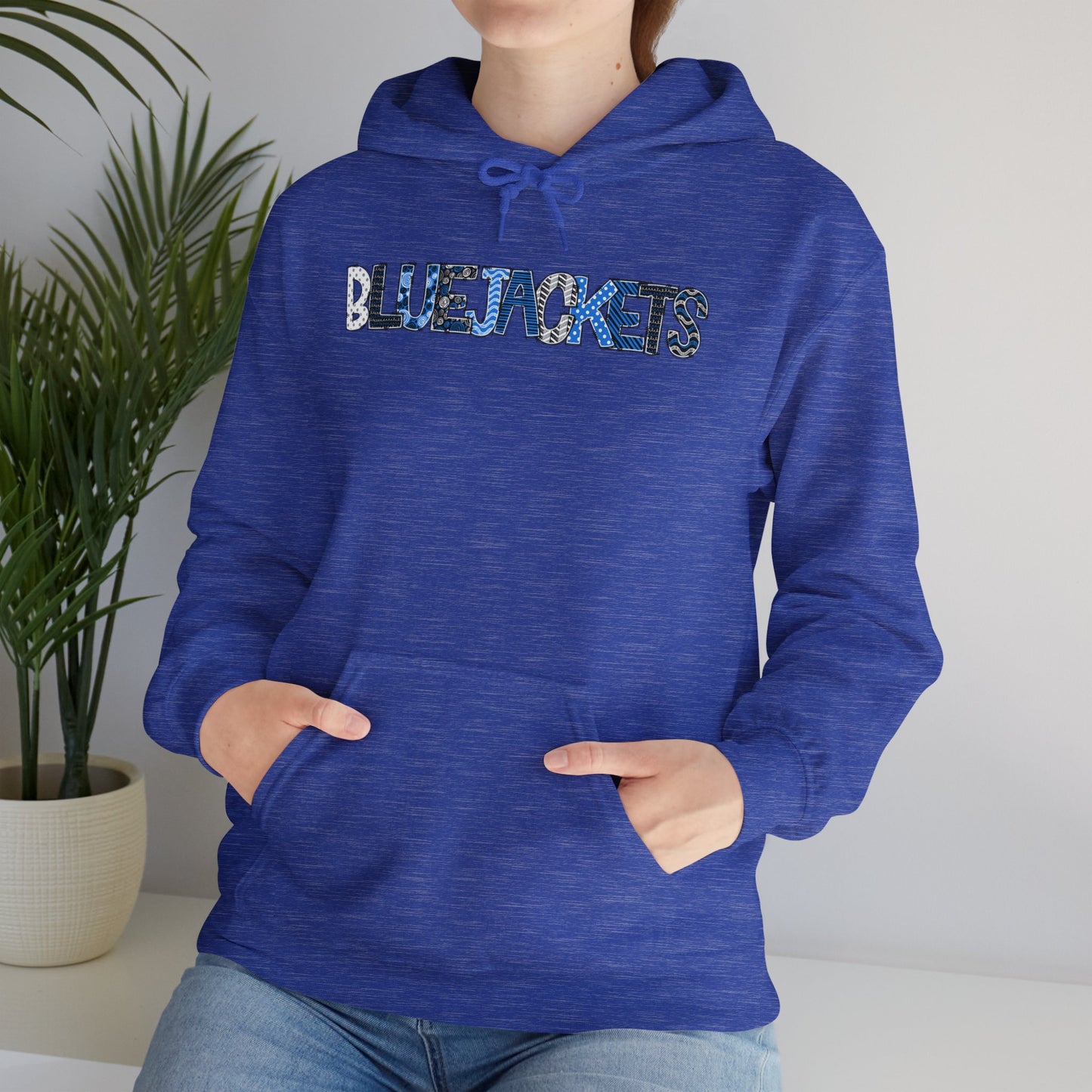 CI - Bluejackets (Patchwork Font Unisex Heavy Blend™ Hooded Sweatshirt)