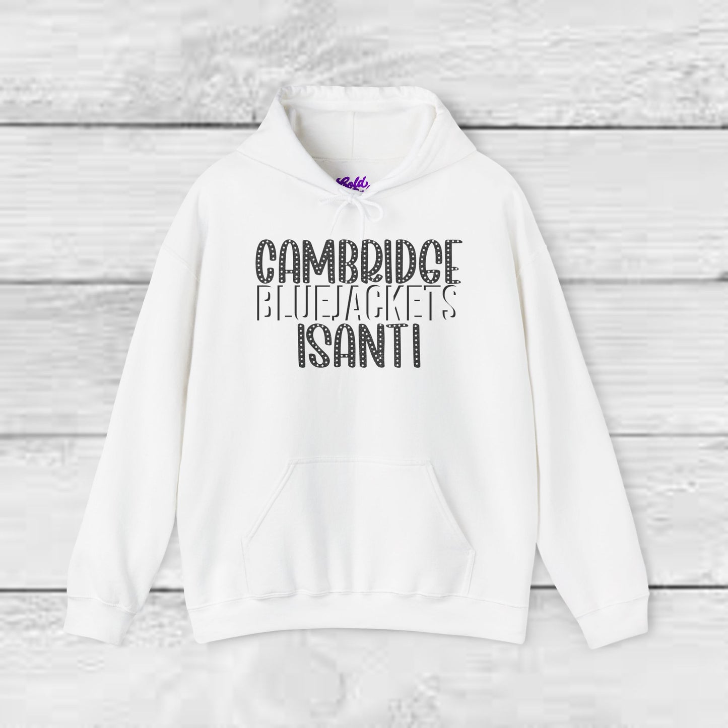 CI - Cambridge-Isanti Bluejackets (Polka Dots Font Unisex Heavy Blend™ Hooded Sweatshirt)