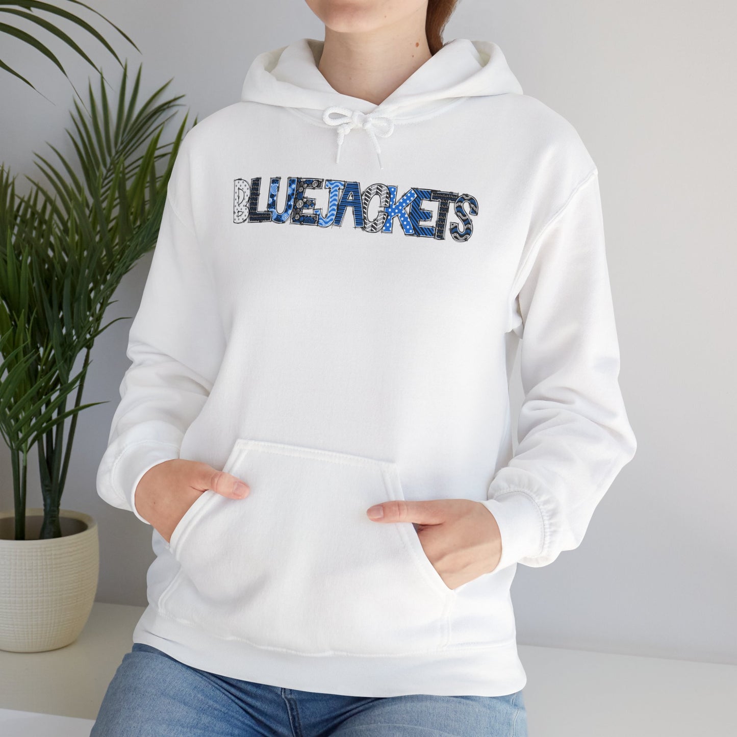 CI - Bluejackets (Patchwork Font Unisex Heavy Blend™ Hooded Sweatshirt)