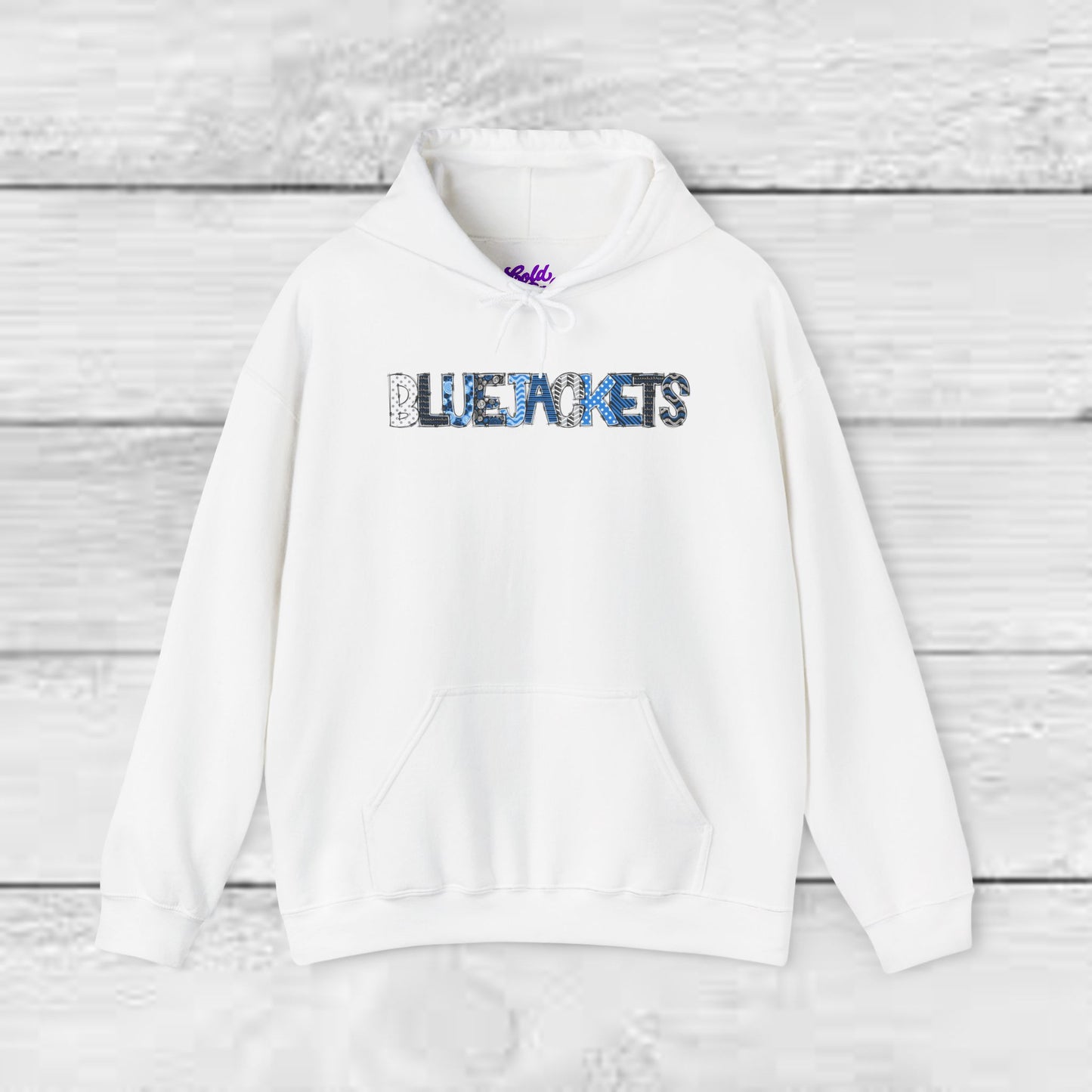 CI - Bluejackets (Patchwork Font Unisex Heavy Blend™ Hooded Sweatshirt)