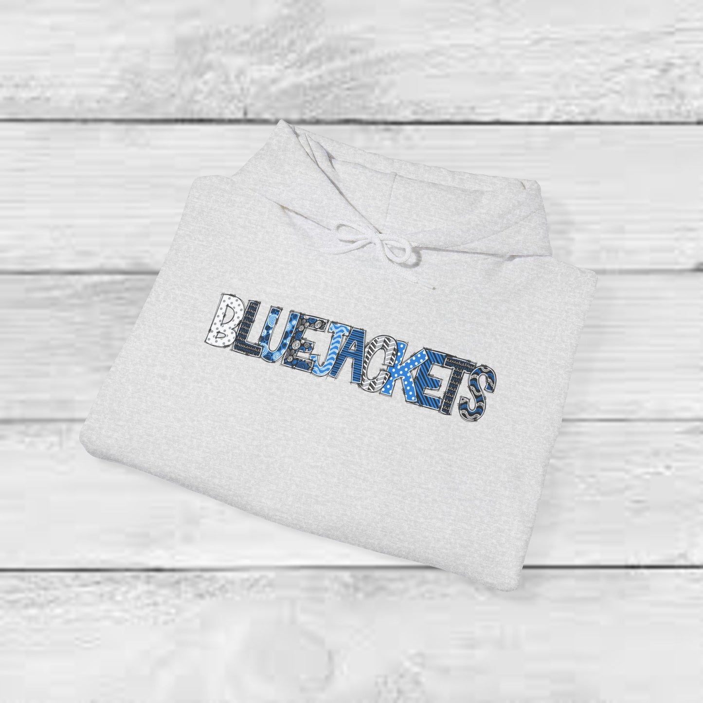 CI - Bluejackets (Patchwork Font Unisex Heavy Blend™ Hooded Sweatshirt)