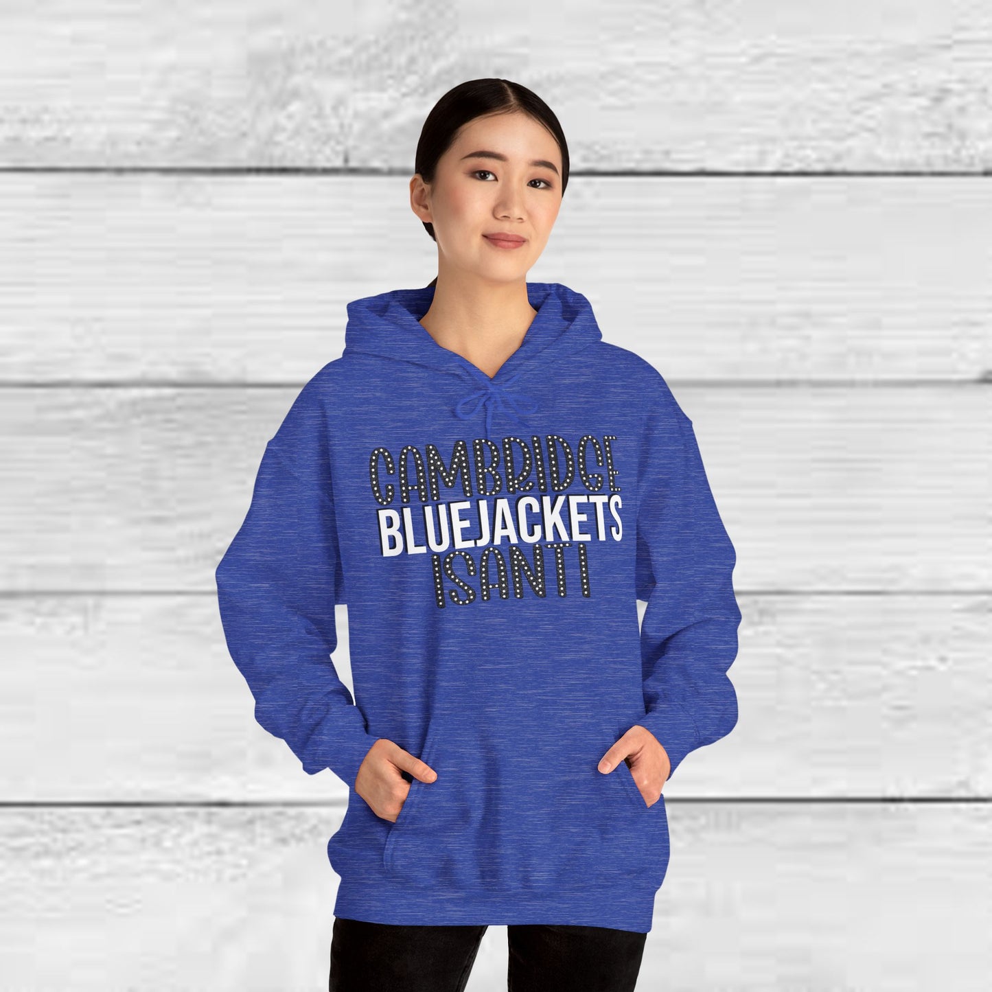 CI - Cambridge-Isanti Bluejackets (Polka Dots Font Unisex Heavy Blend™ Hooded Sweatshirt)
