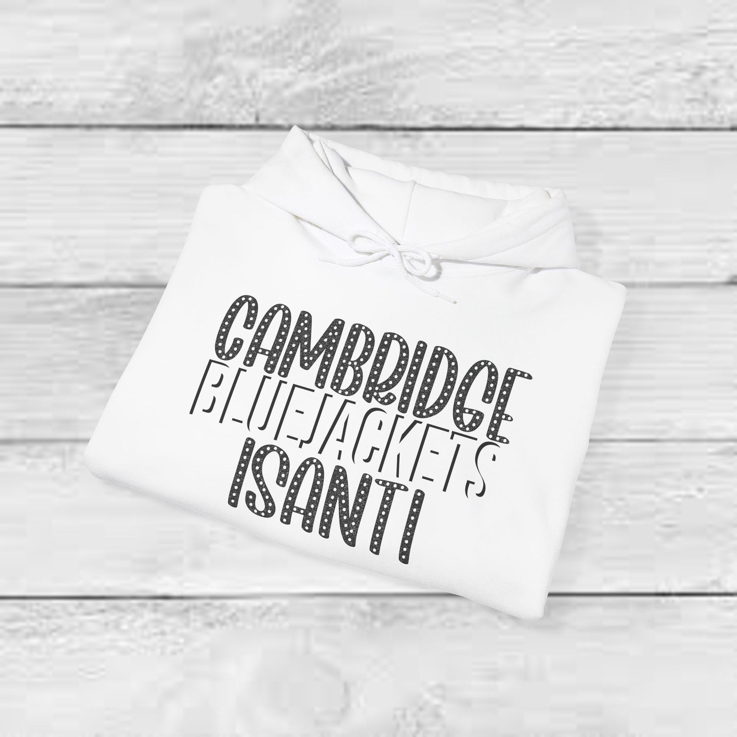 CI - Cambridge-Isanti Bluejackets (Polka Dots Font Unisex Heavy Blend™ Hooded Sweatshirt)