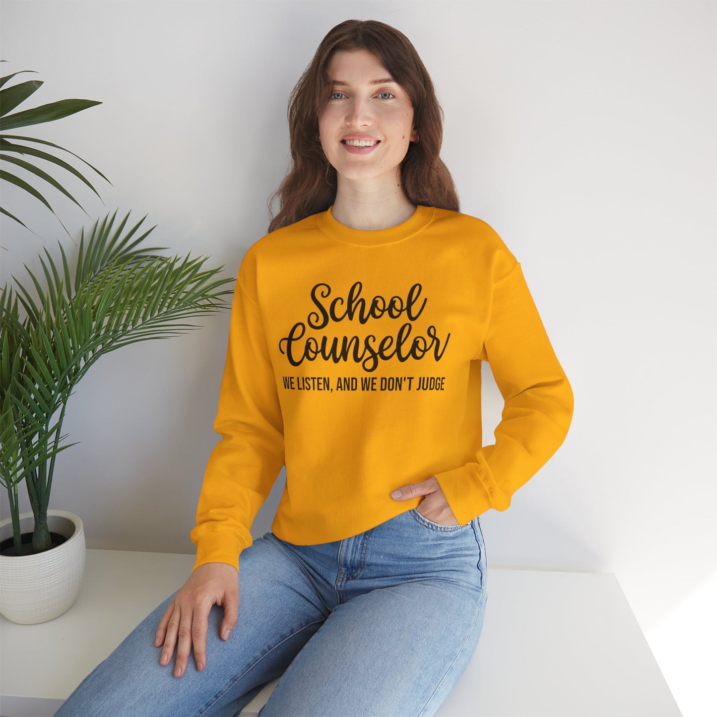 School Counselor Listen Don't Judge Crewneck Sweatshirt
