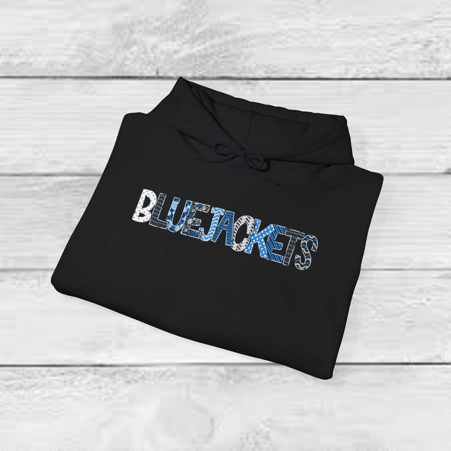 CI - Bluejackets (Patchwork Font Unisex Heavy Blend™ Hooded Sweatshirt)