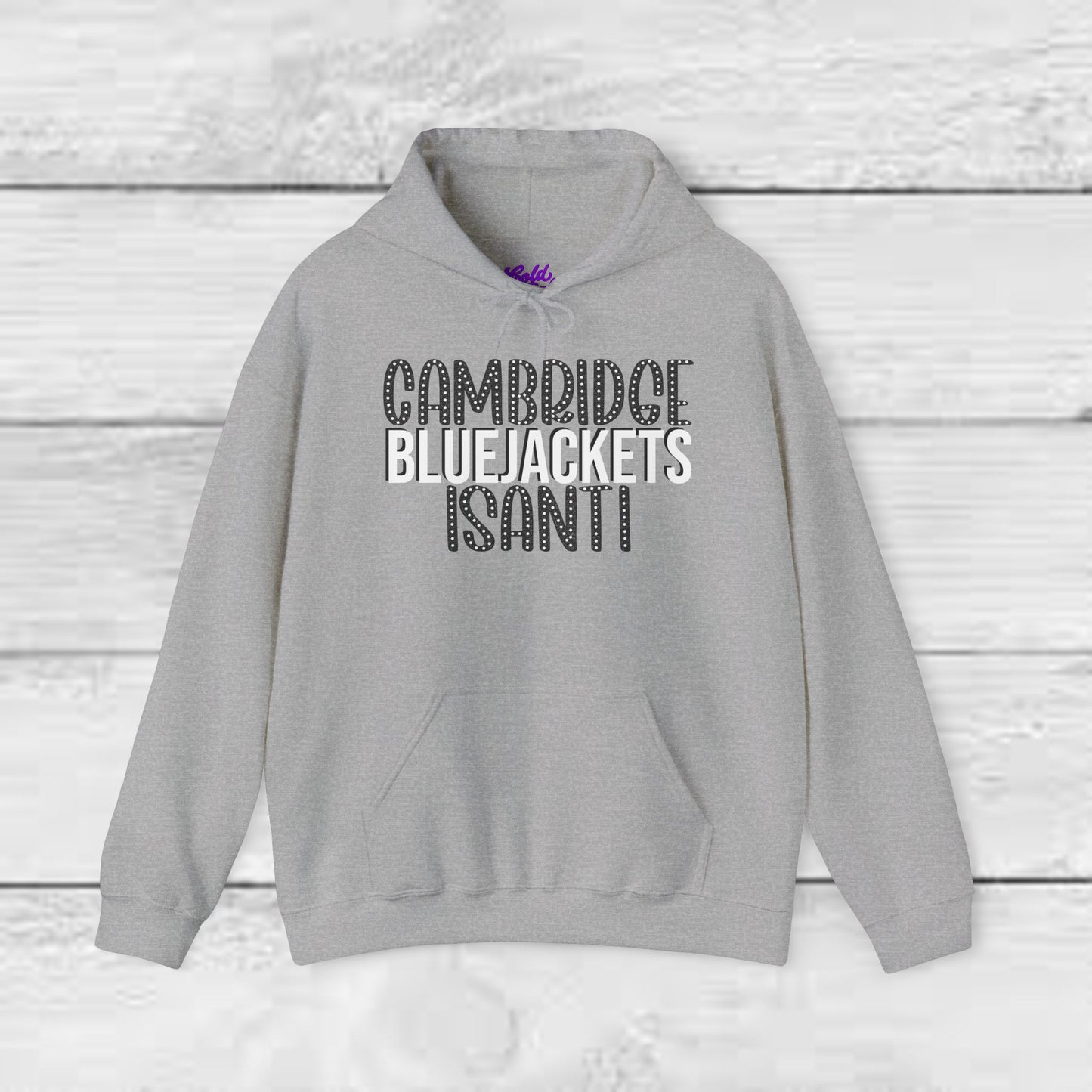CI - Cambridge-Isanti Bluejackets (Polka Dots Font Unisex Heavy Blend™ Hooded Sweatshirt)
