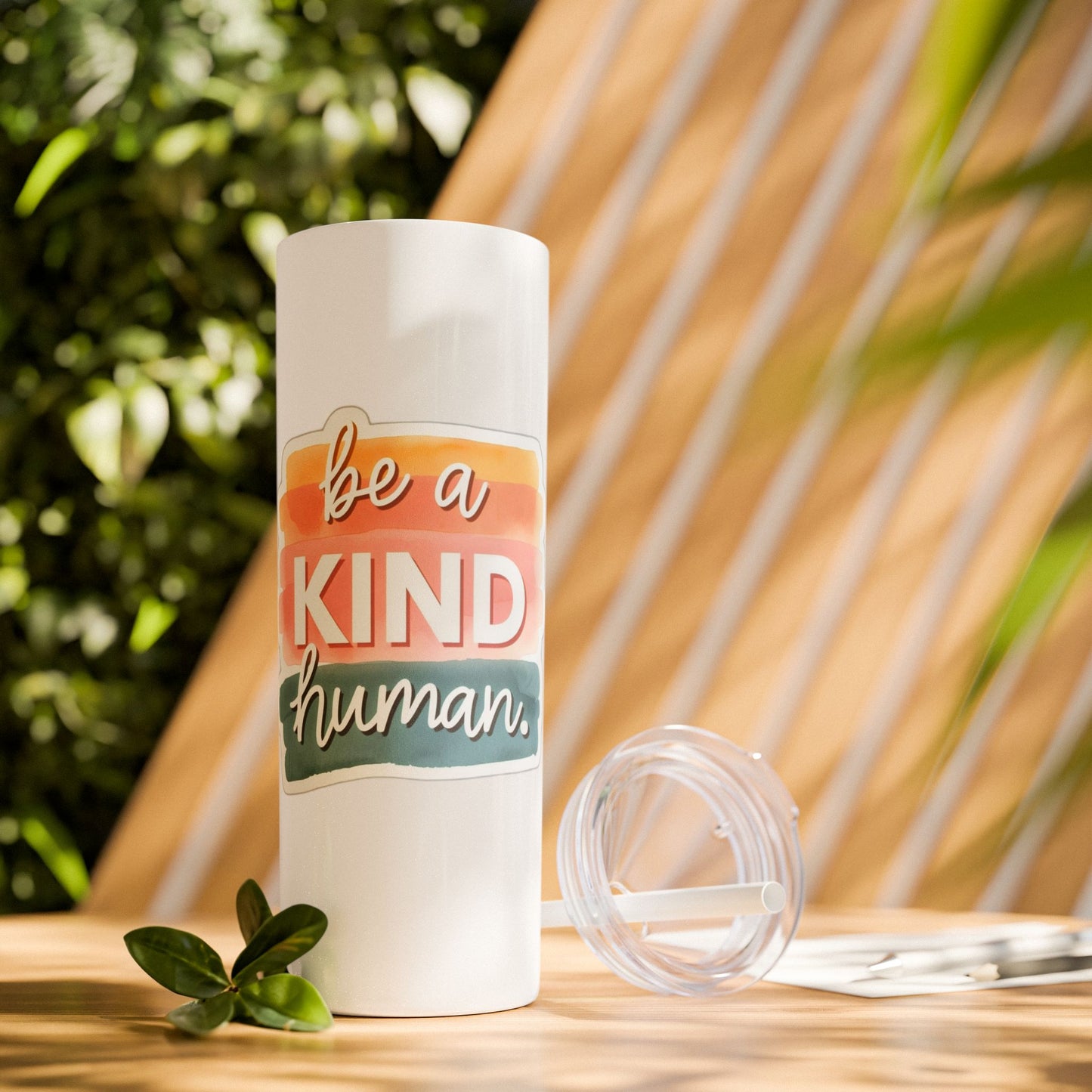 Be a Kind Human Skinny Tumbler with Straw - 20oz