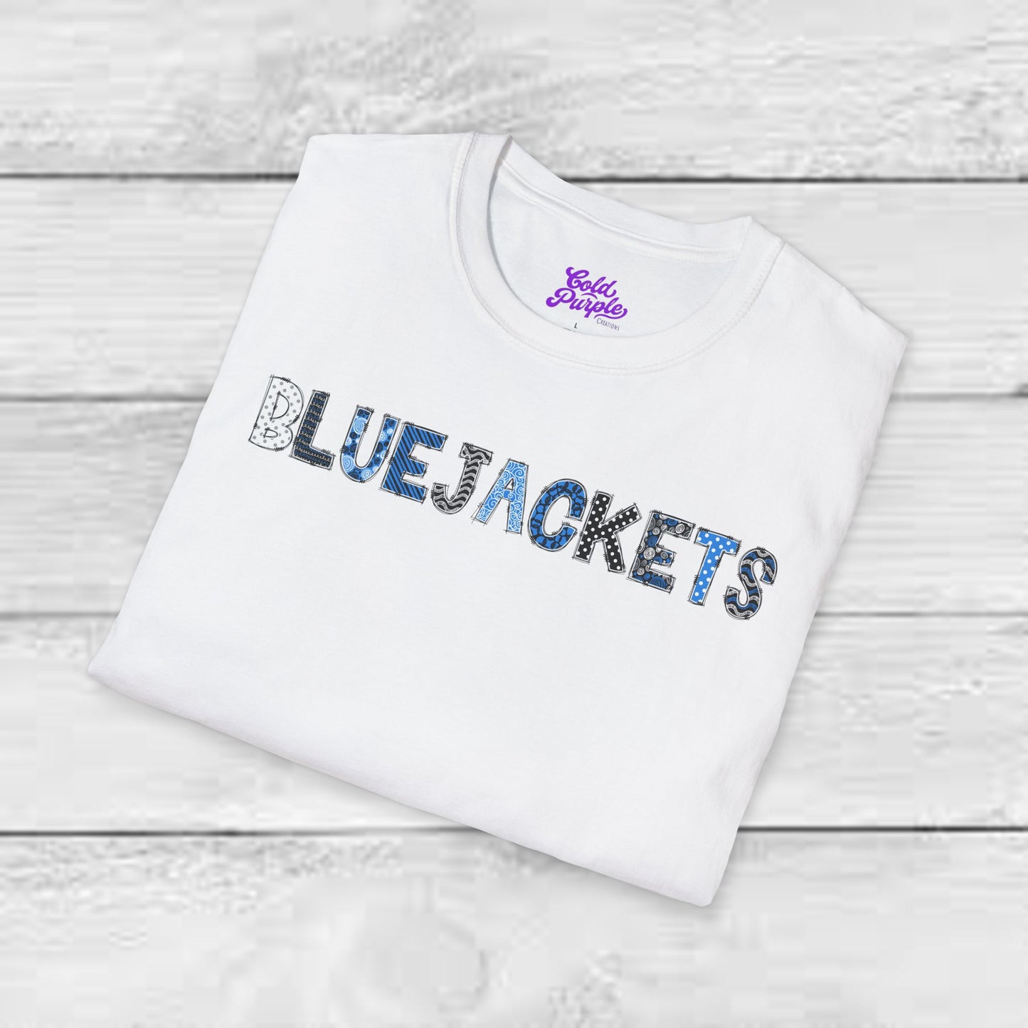CI Bluejackets (Patchwork Font - Unisex Softstyle T-Shirt)