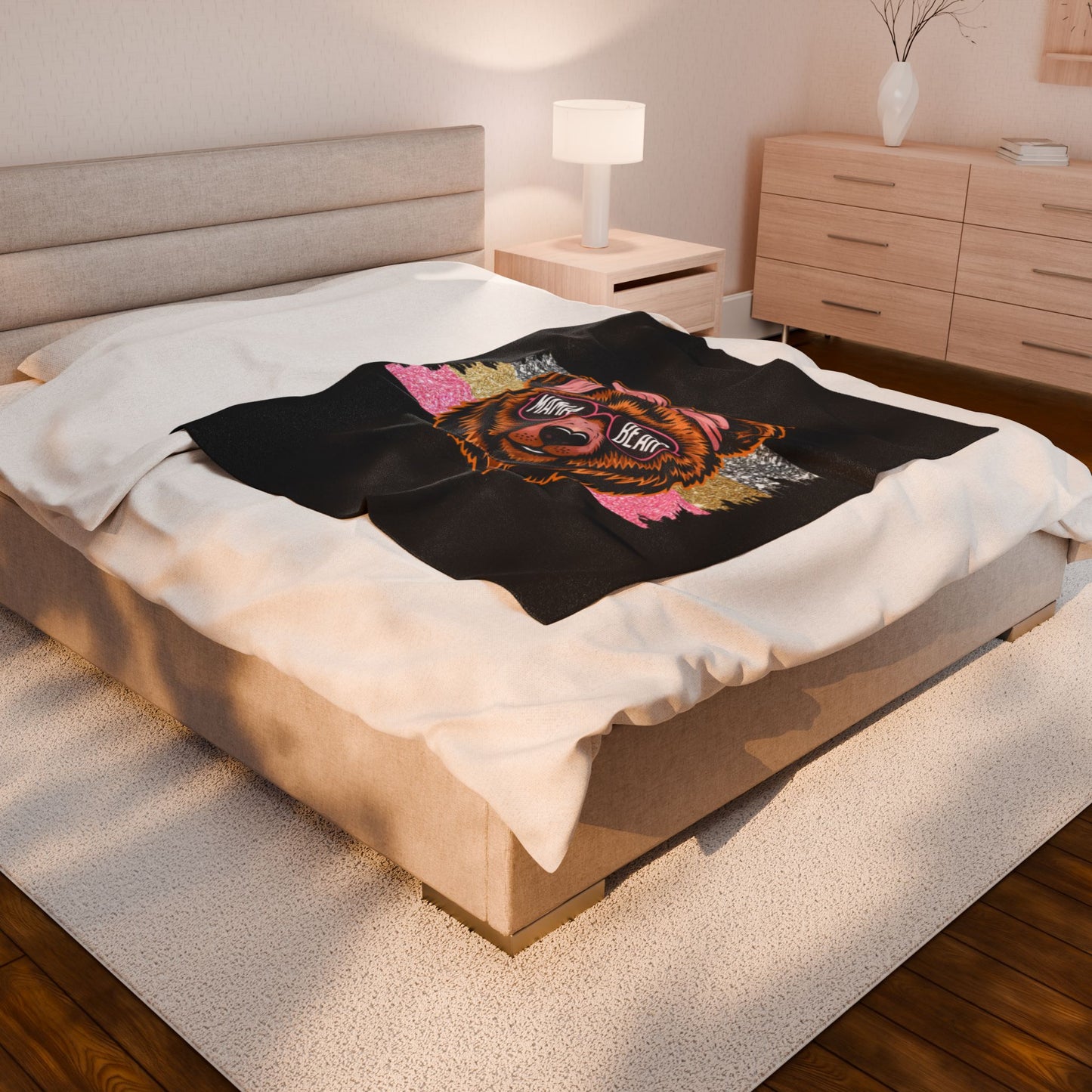 Mama Bear (pink sparkles) ~ Velveteen Plush Blanket