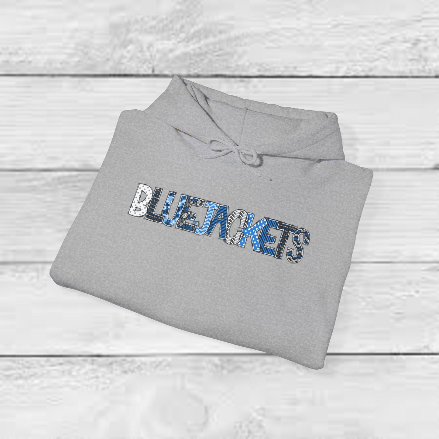 CI - Bluejackets (Patchwork Font Unisex Heavy Blend™ Hooded Sweatshirt)