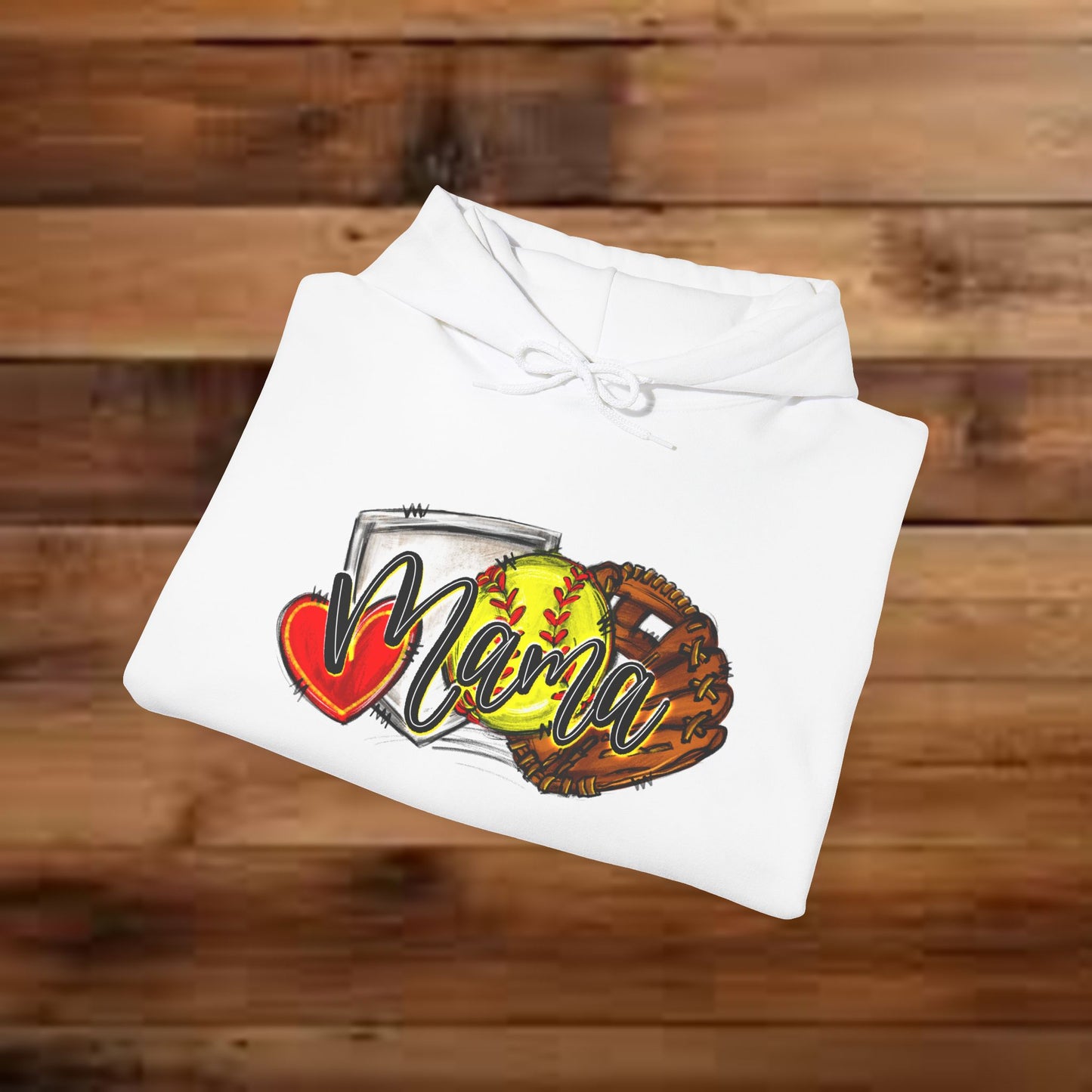 Softball MAMA (Sketched artwork - Unisex Heavy Blend™ Hooded Sweatshirt)