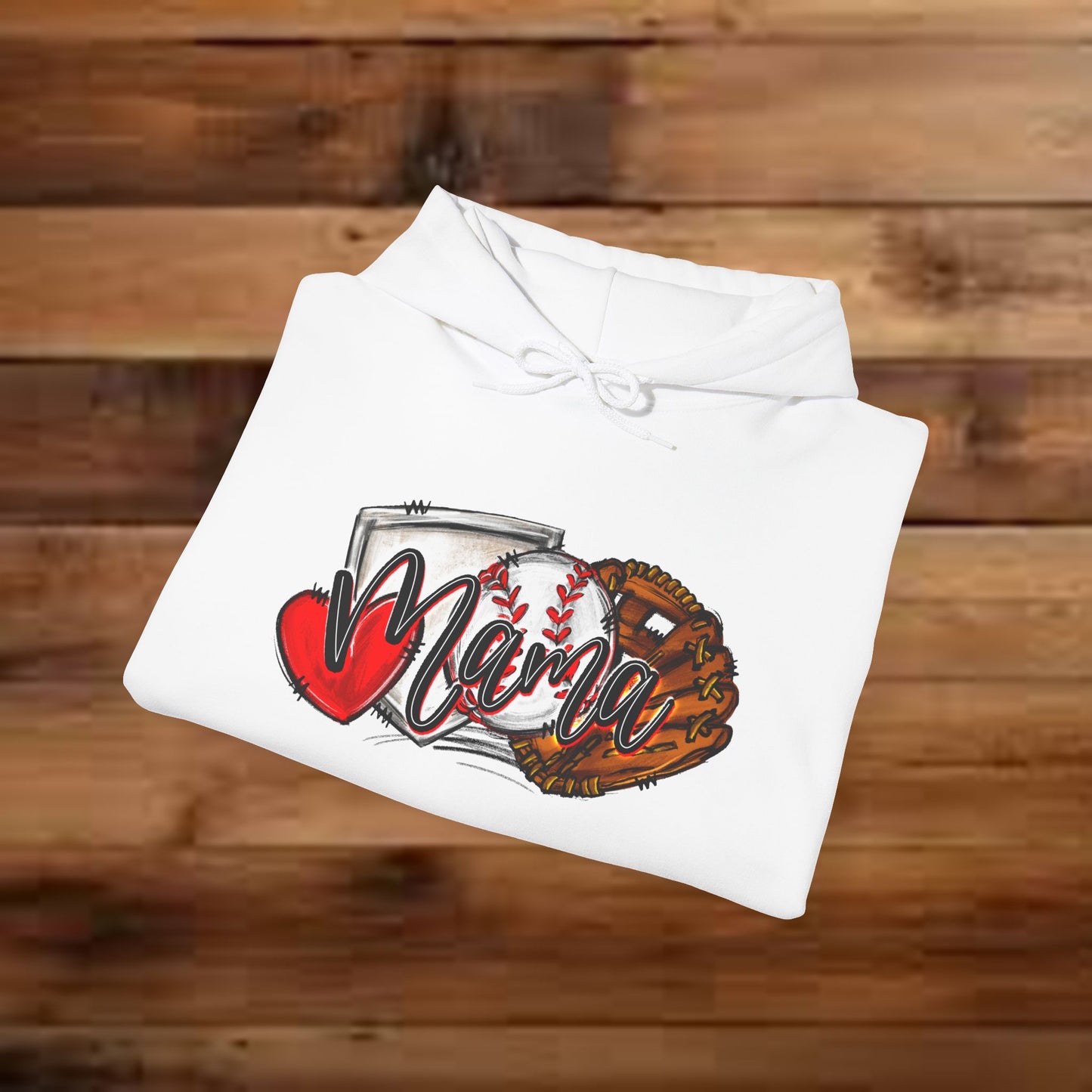 Baseball MAMA (Sketched artwork - Unisex Heavy Blend™ Hooded Sweatshirt)