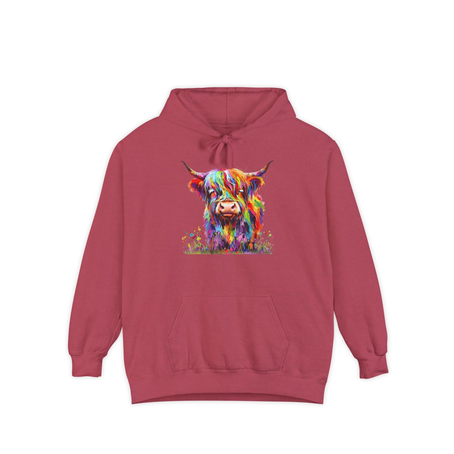 Rainbow Highland Cow - Unisex Garment-Dyed Hoodie
